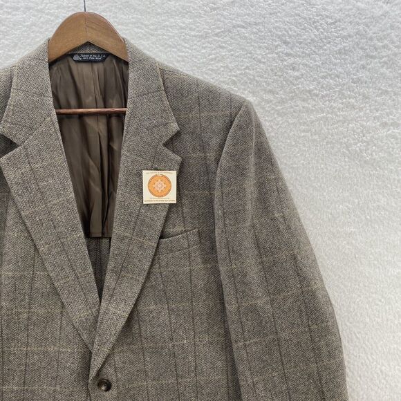 Kingsridge Madden Tweed Herringbone Blazer Men's 45R Tan Wool Preppy USA NWT - Picture 4 of 16